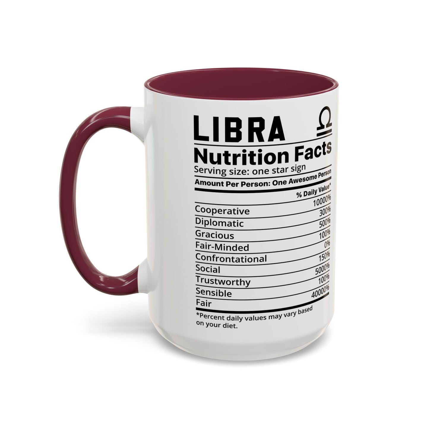 Zodiac Libra Mug - Nutrition Facts Design, Astrology Gift, Coffee Lover, Personalized Birthday Present, Horoscope Décor