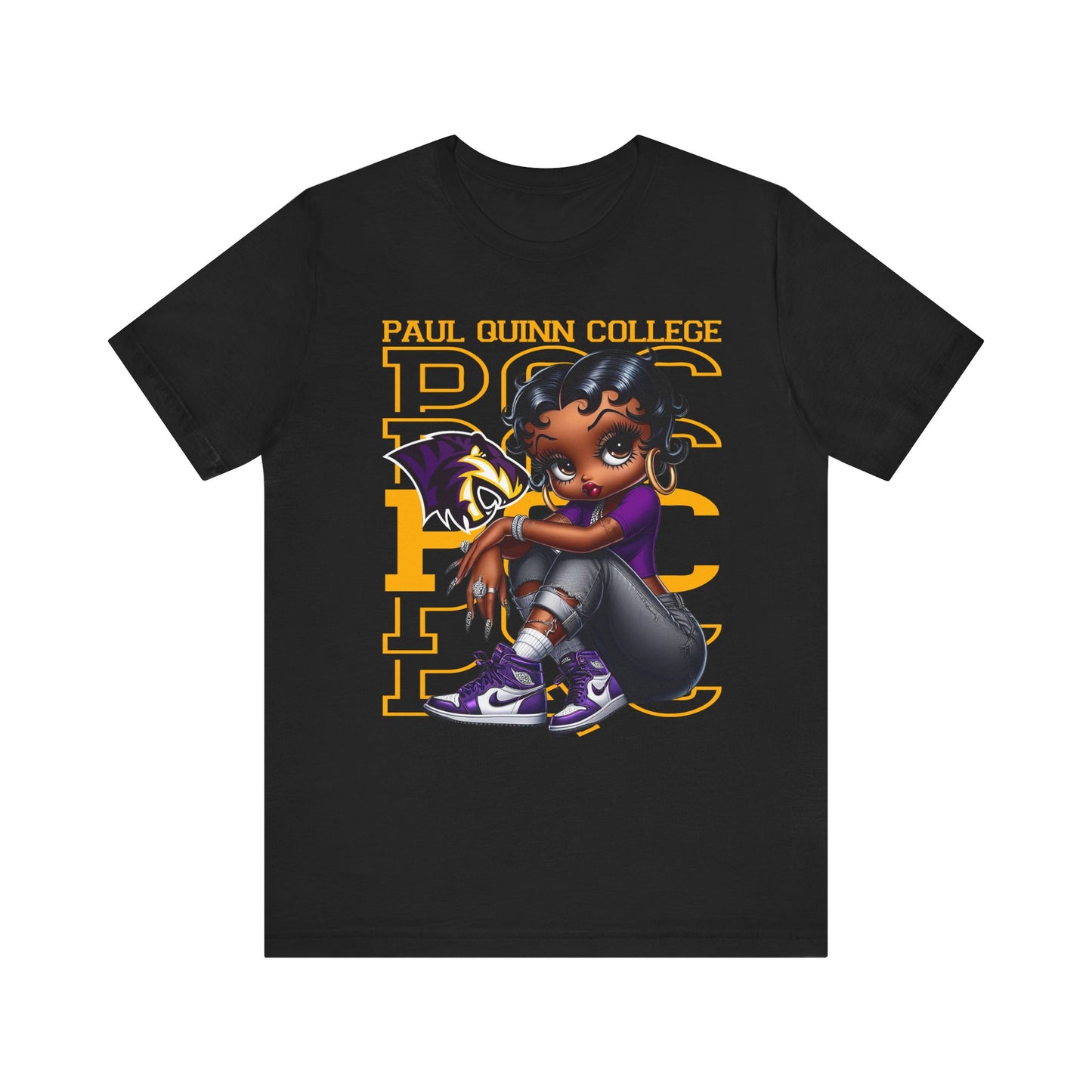 PQC Tigers: Paul Quinn College Sneakerhead Betty Boop Unisex Jersey Short Sleeve Tee Gift for Student and Alumni