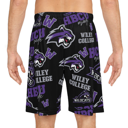Wiley College Wildcats Black HBCU All Over Print Basketball Shorts Gift for Students and Alumni