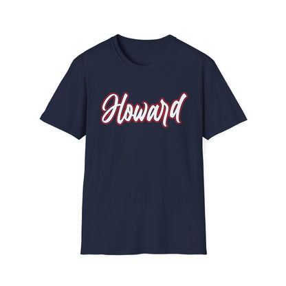 HU Bison: Script Howard University Bison Unisex Softstyle T-Shirt