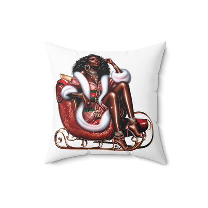 RM Sleigh All Day Sexy Mrs Claus Spun Polyester Square Pillow