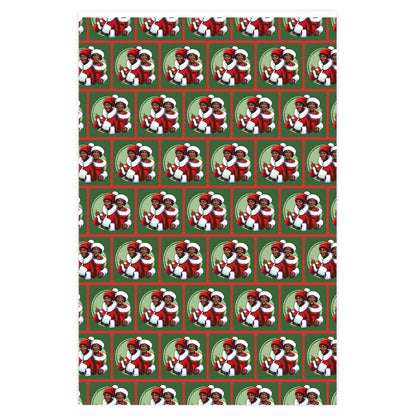 Mrs and Mrs Black Santa Claus Wrapping Paper