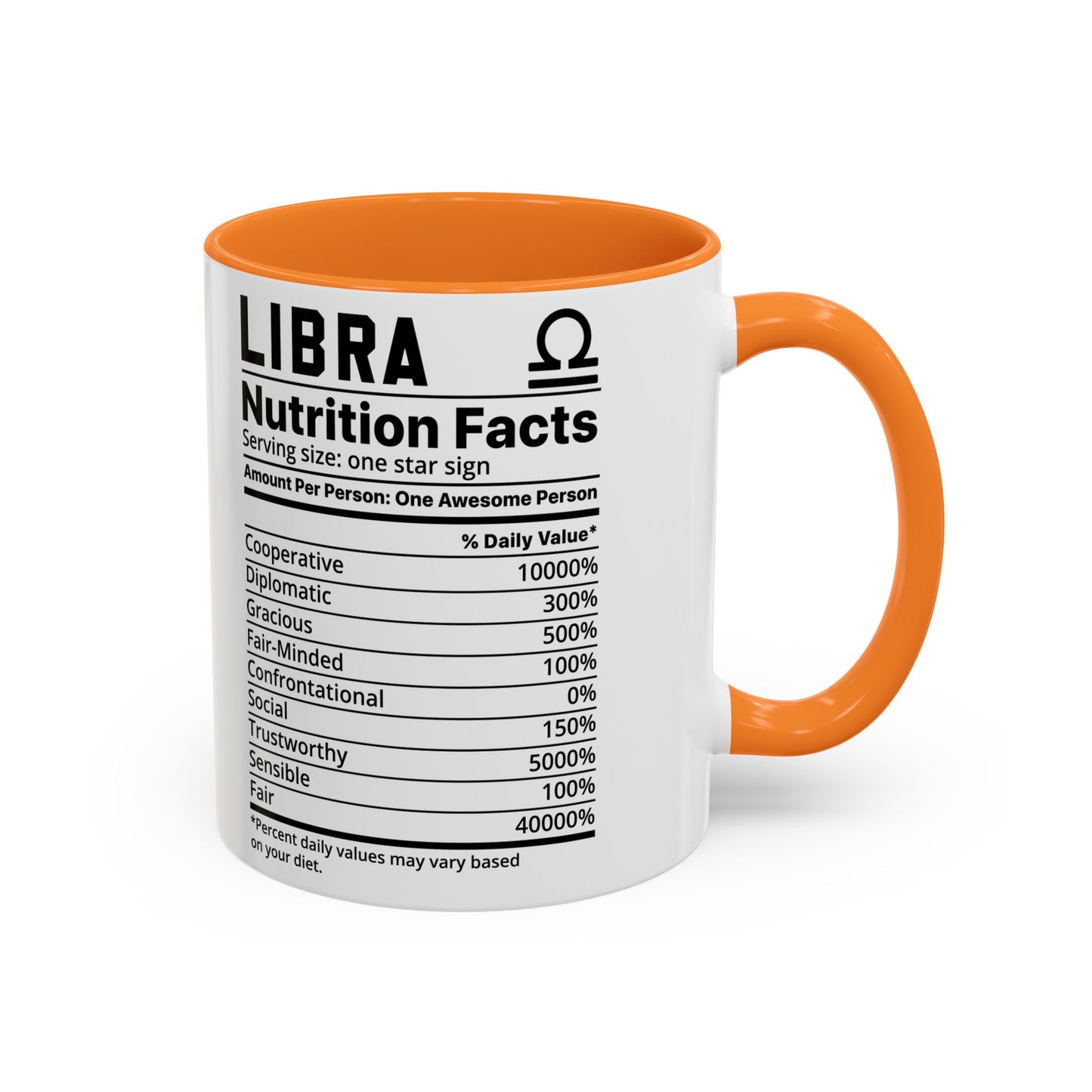 Zodiac Libra Mug - Nutrition Facts Design, Astrology Gift, Coffee Lover, Personalized Birthday Present, Horoscope Décor