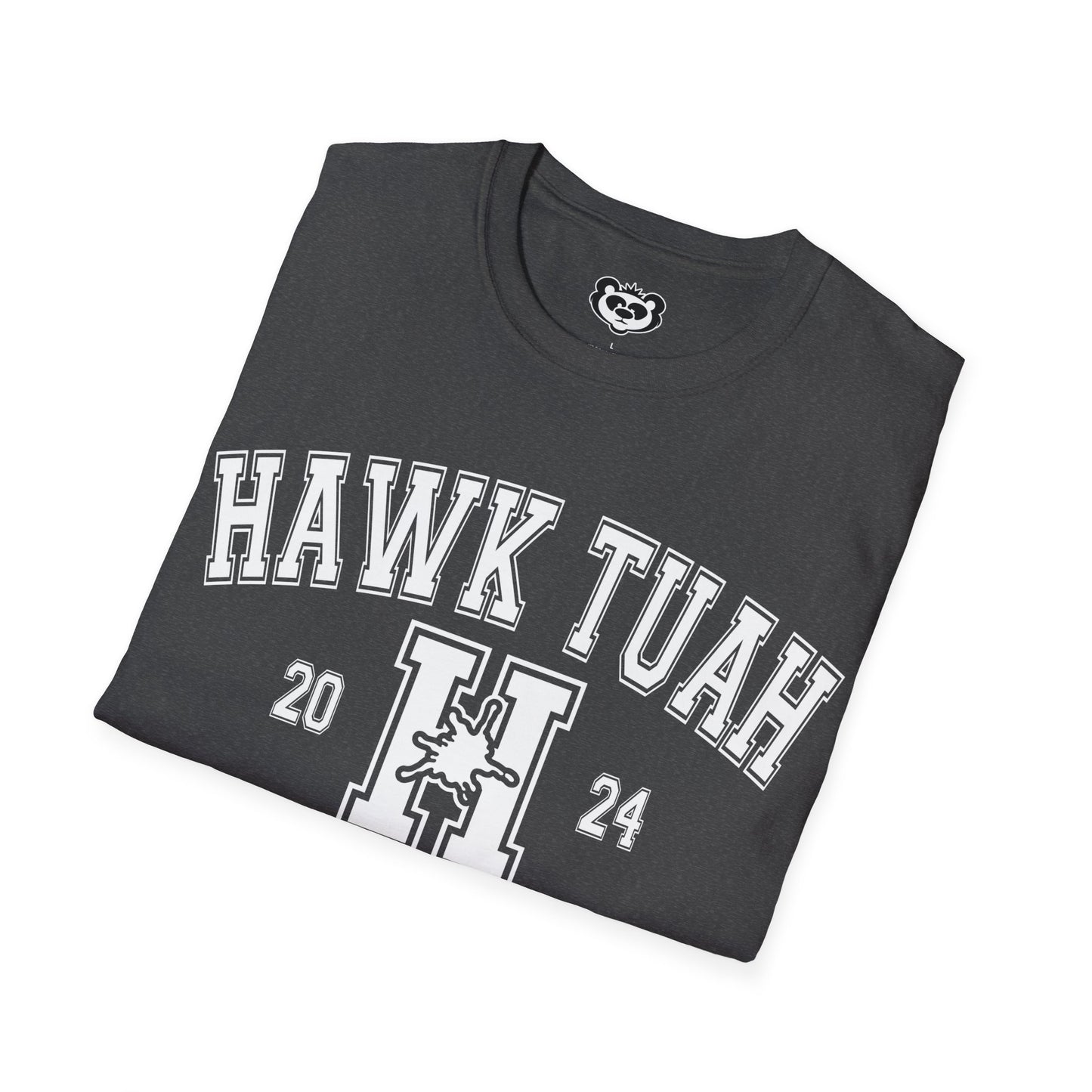 Hawk Tuah Spit on That Thang Funny College Style Unisex Softstyle T-Shirt Gift for Her White Print