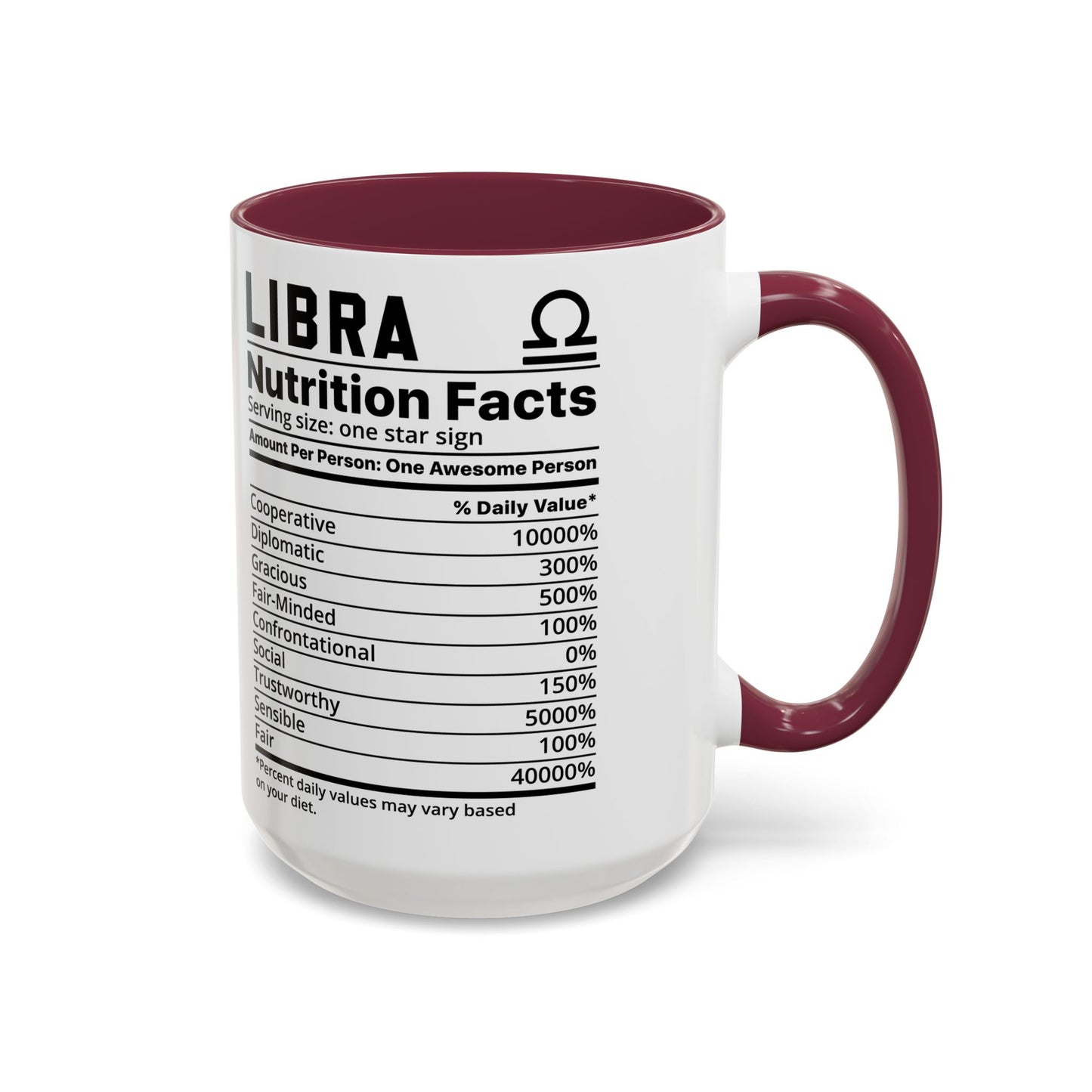 Zodiac Libra Mug - Nutrition Facts Design, Astrology Gift, Coffee Lover, Personalized Birthday Present, Horoscope Décor