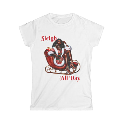 Sleigh All Day Sexy Designer Mrs. Claus Women's Cut Softstyle Tee