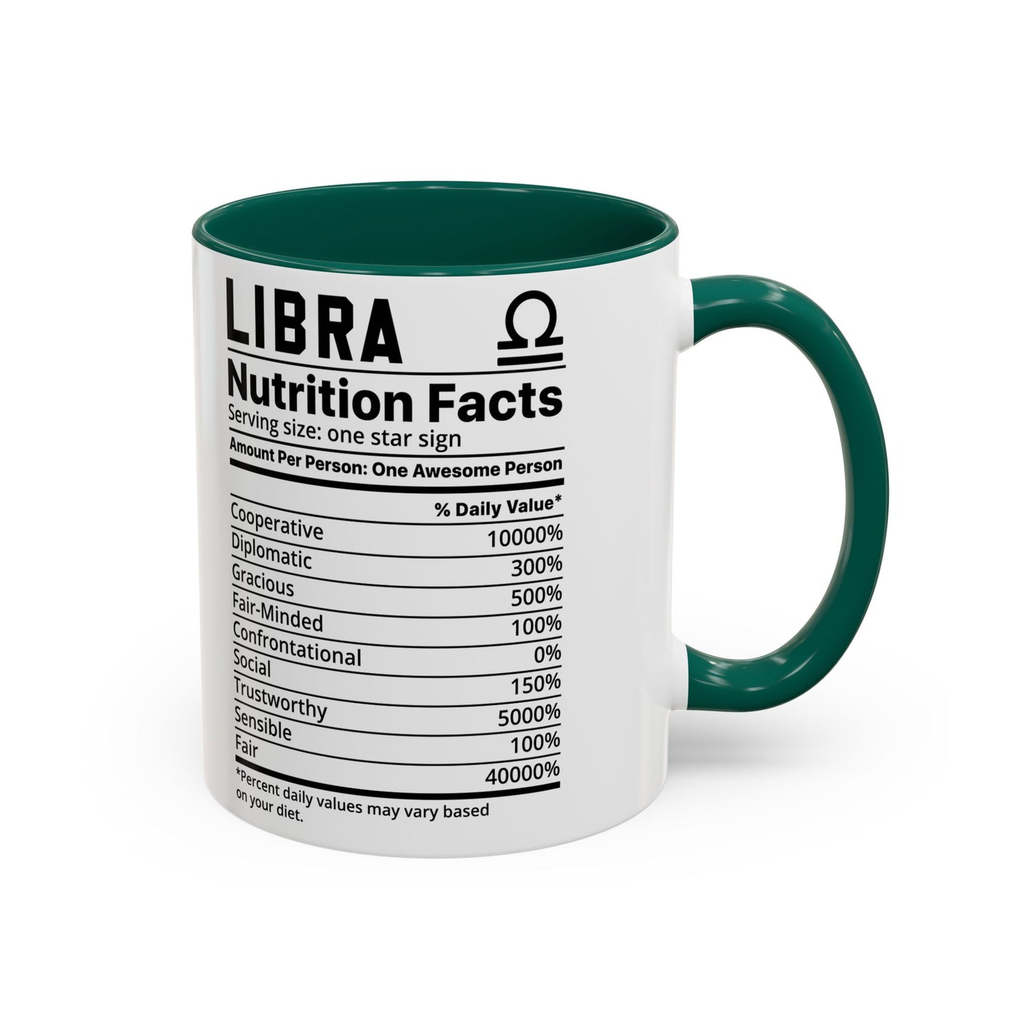 Zodiac Libra Mug - Nutrition Facts Design, Astrology Gift, Coffee Lover, Personalized Birthday Present, Horoscope Décor