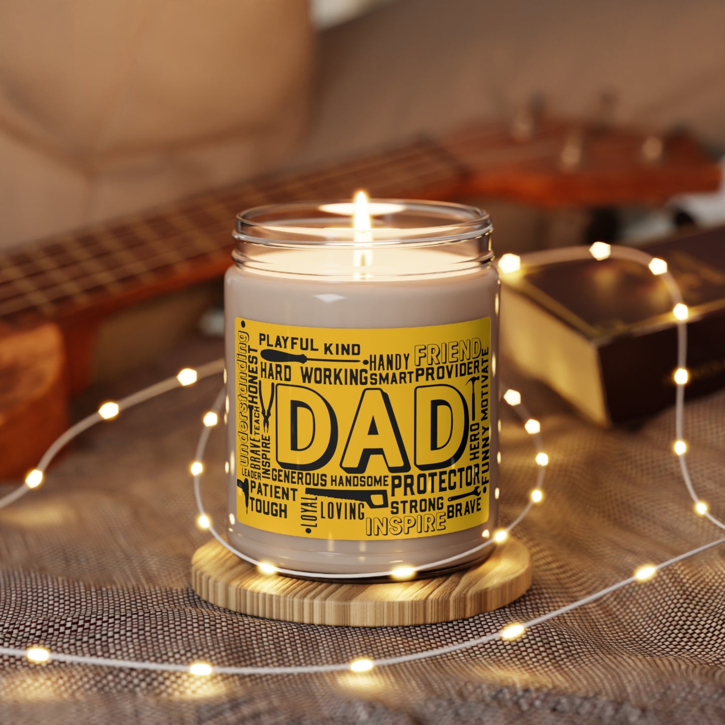 Handy Man Yellow Father's Day Dad Scented Soy Candle, 9oz Gift from her for him