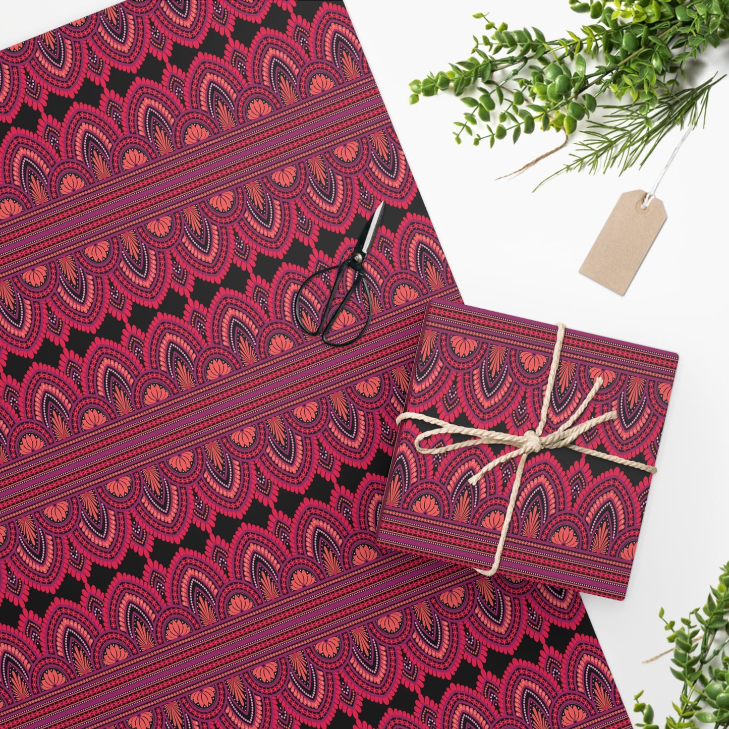 Red African print Pattern Wrapping Paper