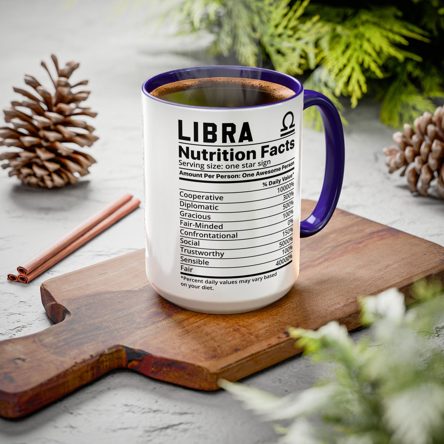 Zodiac Libra Mug - Nutrition Facts Design, Astrology Gift, Coffee Lover, Personalized Birthday Present, Horoscope Décor