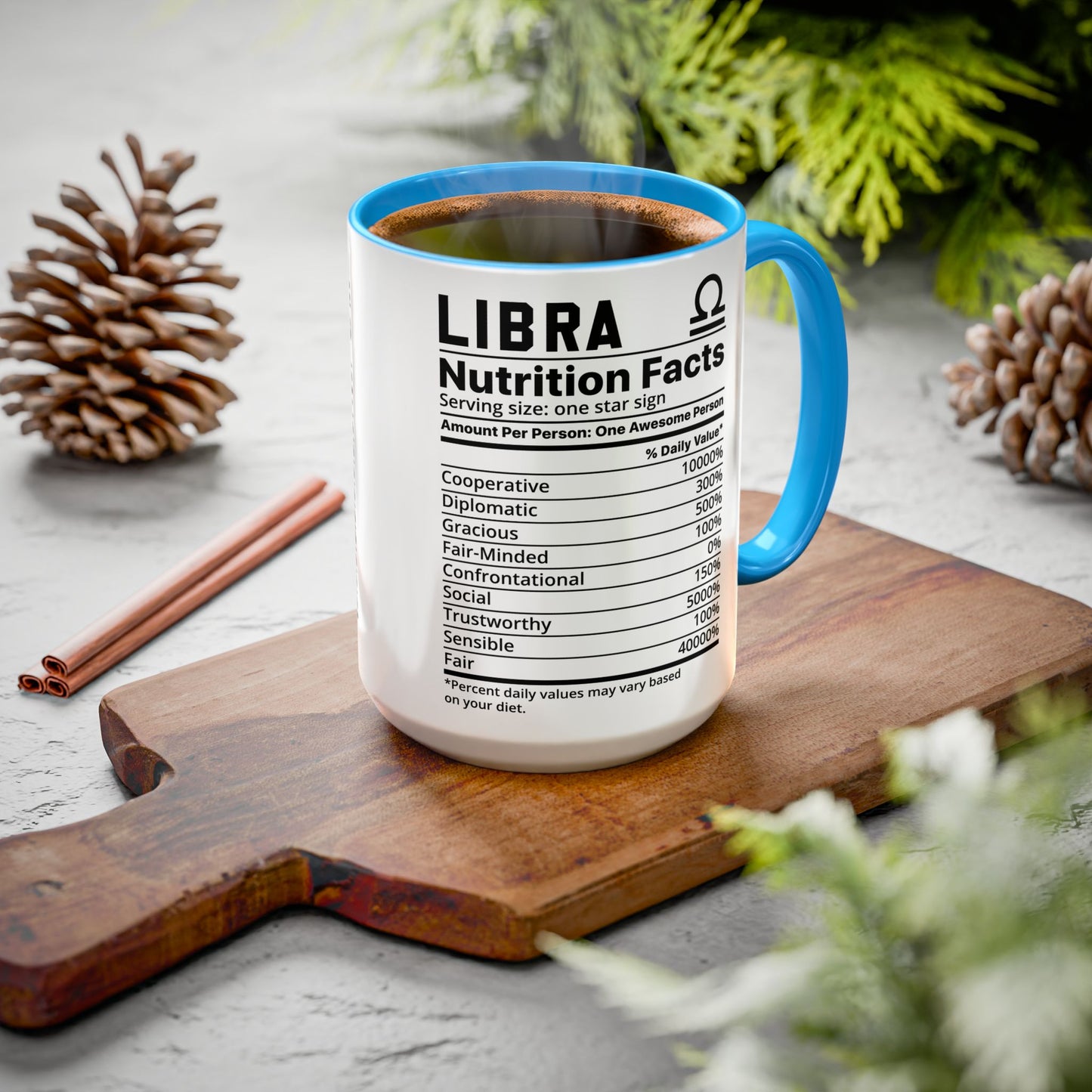 Zodiac Libra Mug - Nutrition Facts Design, Astrology Gift, Coffee Lover, Personalized Birthday Present, Horoscope Décor