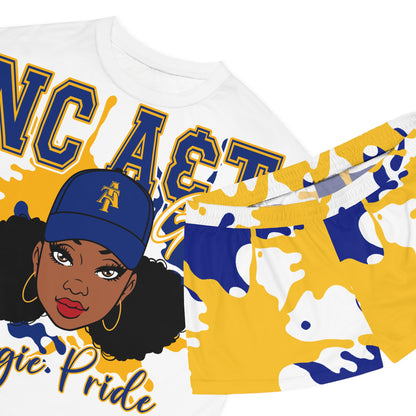 NCAT Aggies: North Carolina A&T State University Women's Short Pajama Set - HBCU Girl Lounge Wear | Comfortable Sleepwear