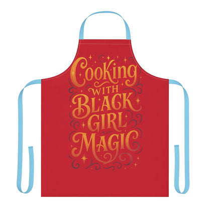 Red Cooking Apron with Black Girl Magic, Fun Kitchen Gift, Cooking Apparel, Chef Gift, Culinary Inspiration