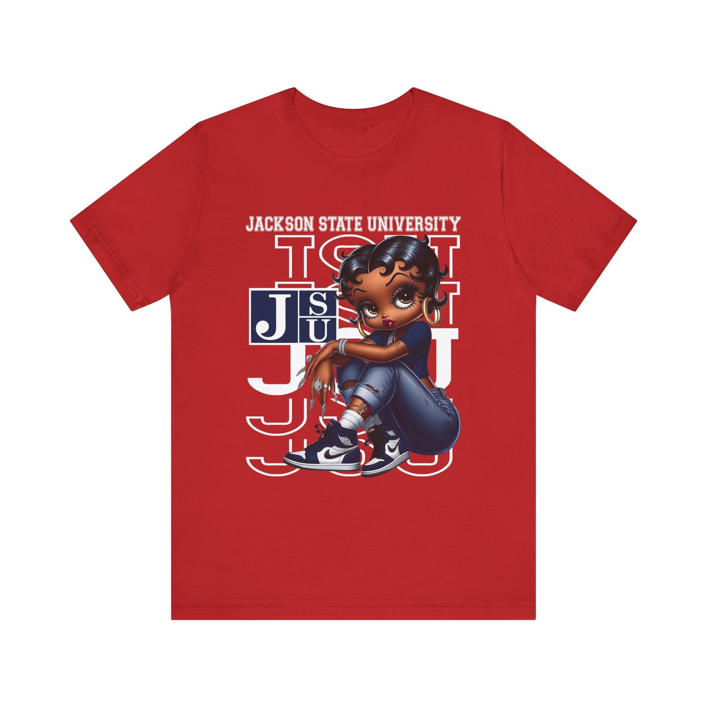 JSU Tigers: Jackson State University Sneakerhead Betty Boop Unisex Jersey Short Sleeve Tee Gift for Student and Alumni