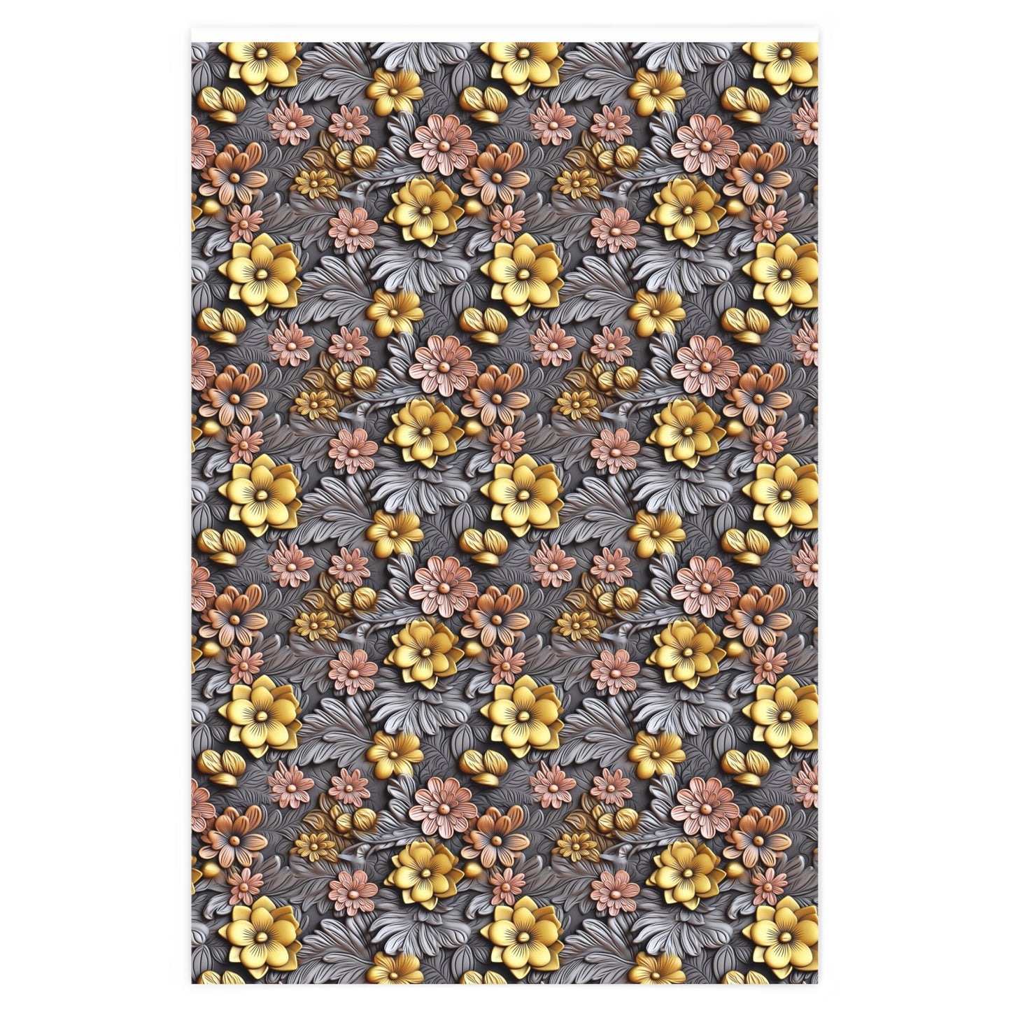 Gold Metal Roses Wrapping Paper