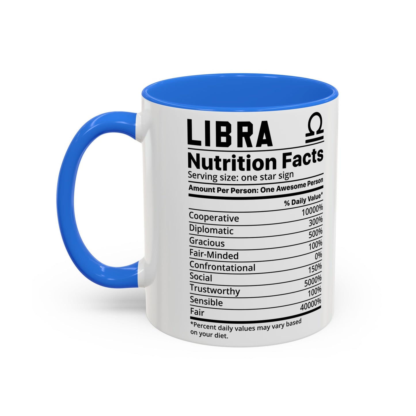 Zodiac Libra Mug - Nutrition Facts Design, Astrology Gift, Coffee Lover, Personalized Birthday Present, Horoscope Décor