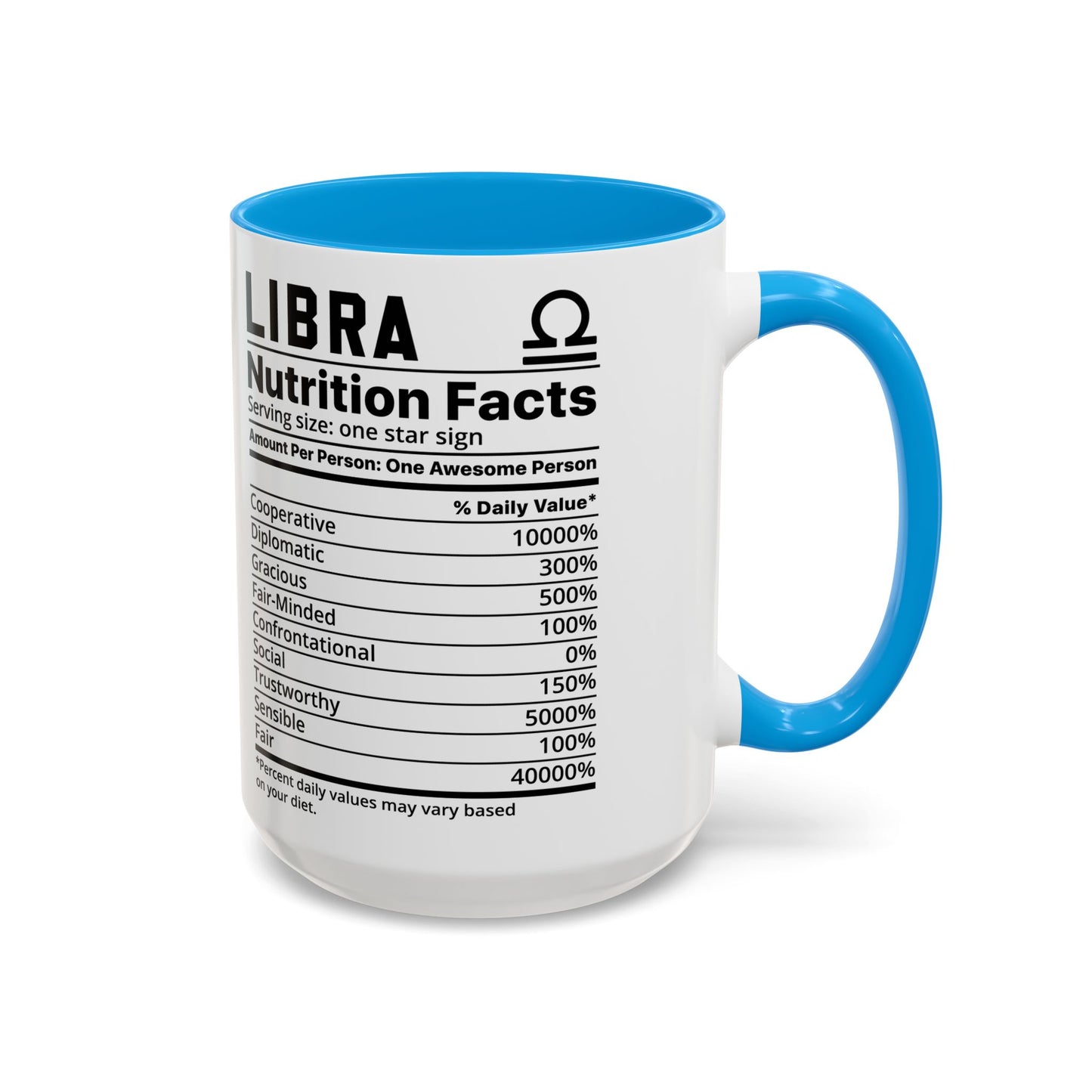 Zodiac Libra Mug - Nutrition Facts Design, Astrology Gift, Coffee Lover, Personalized Birthday Present, Horoscope Décor