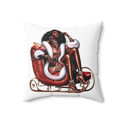 RM Sleigh All Day Sexy Mrs Claus Spun Polyester Square Pillow