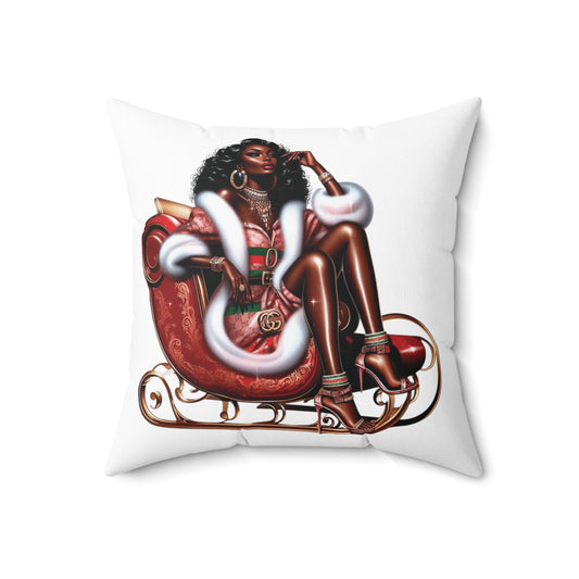 RM Sleigh All Day Sexy Mrs Claus Spun Polyester Square Pillow