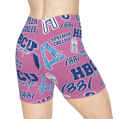 Spelman College HBCU Women's Biker Shorts for Students and Alumni Breast Cancer Awareness