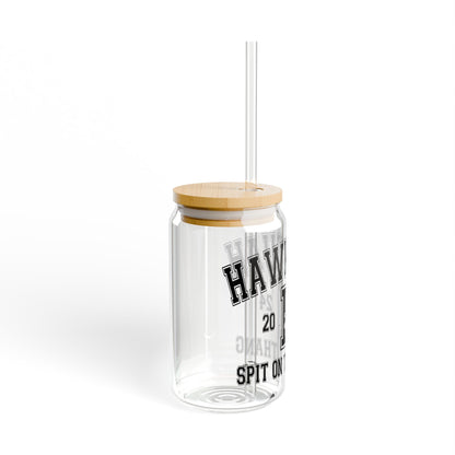 Hawk Tuah Spit on That Thang Funny College Style Sipper Glass, 16oz Gift for Her