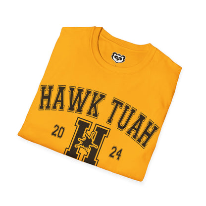 Hawk Tuah Spit on That Thang Funny College Style Unisex Softstyle T-Shirt Gift for Her