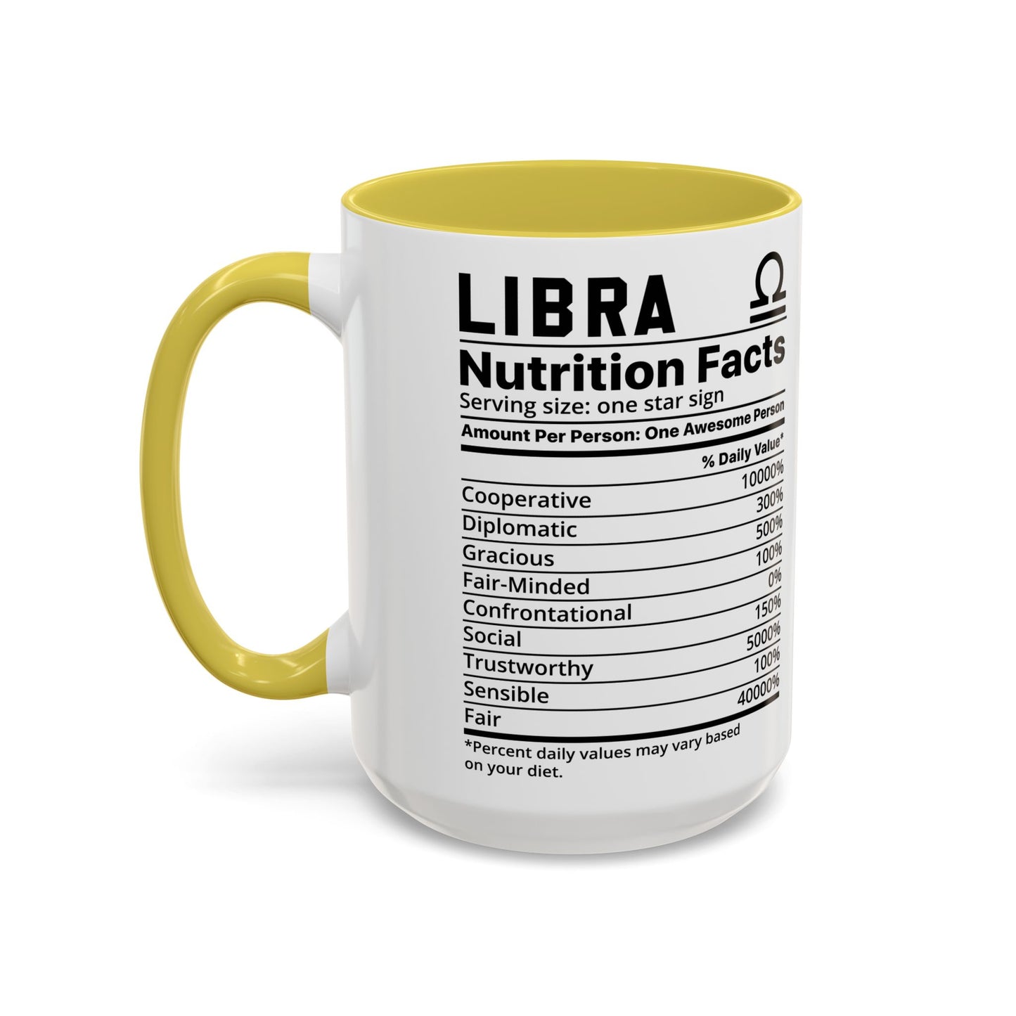 Zodiac Libra Mug - Nutrition Facts Design, Astrology Gift, Coffee Lover, Personalized Birthday Present, Horoscope Décor