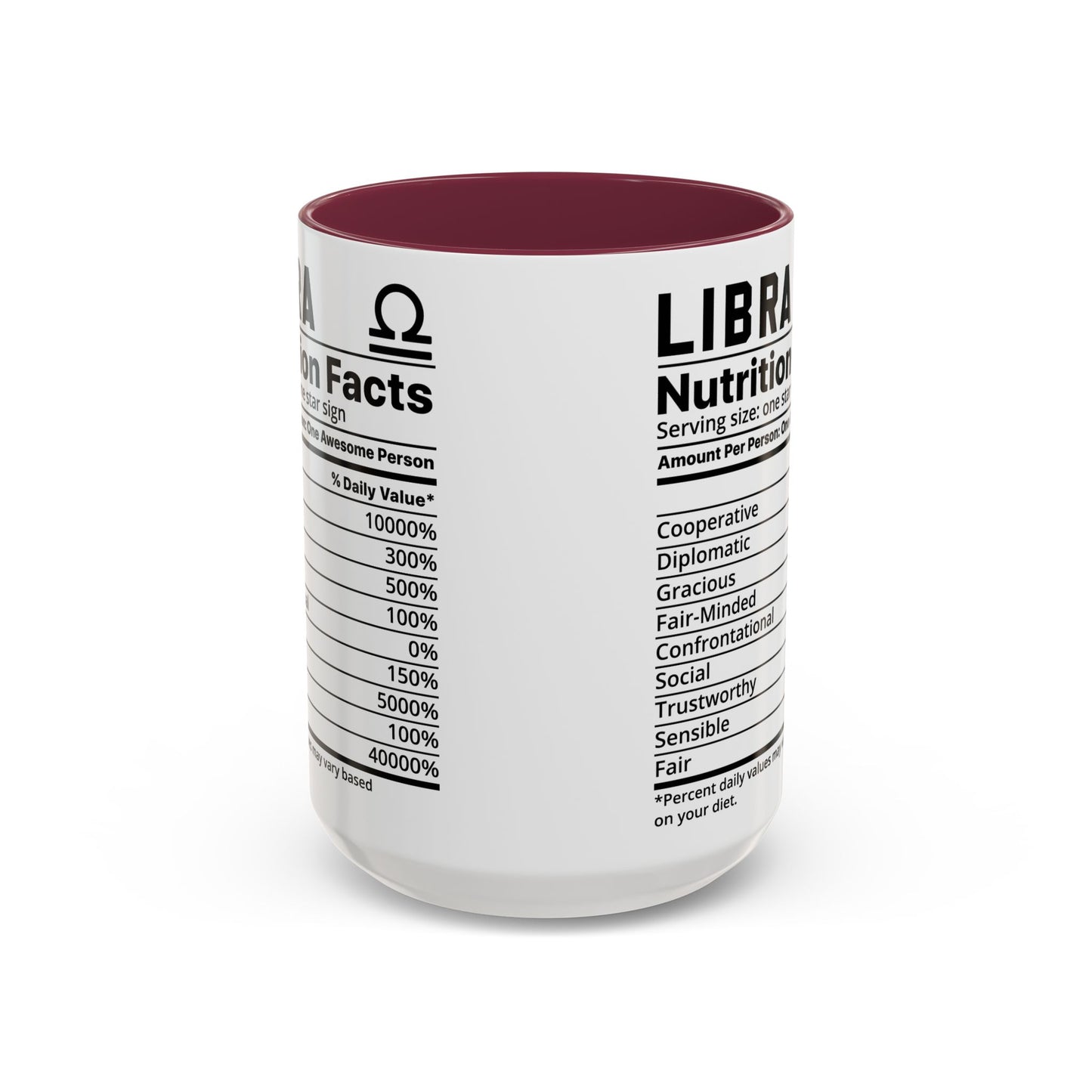 Zodiac Libra Mug - Nutrition Facts Design, Astrology Gift, Coffee Lover, Personalized Birthday Present, Horoscope Décor