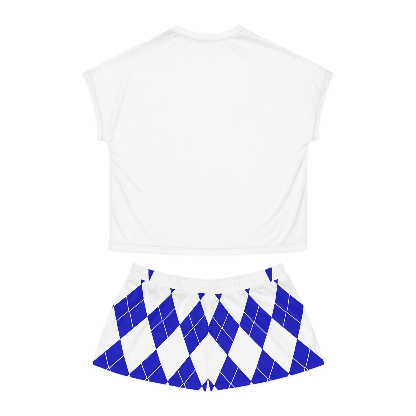 Zeta Sorority Women's Short Pajama Set - Argyle Blue and White Lounge Wear | Comfortable Sleepwear for Sorority Sisters