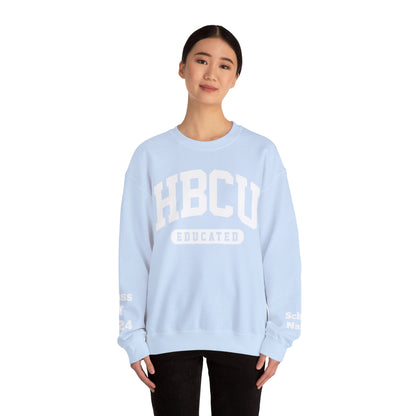 Custom Personalized HBCU Educated Unisex Heavy Blend™ Crewneck Sweatshirt gift for Student and Alumni.