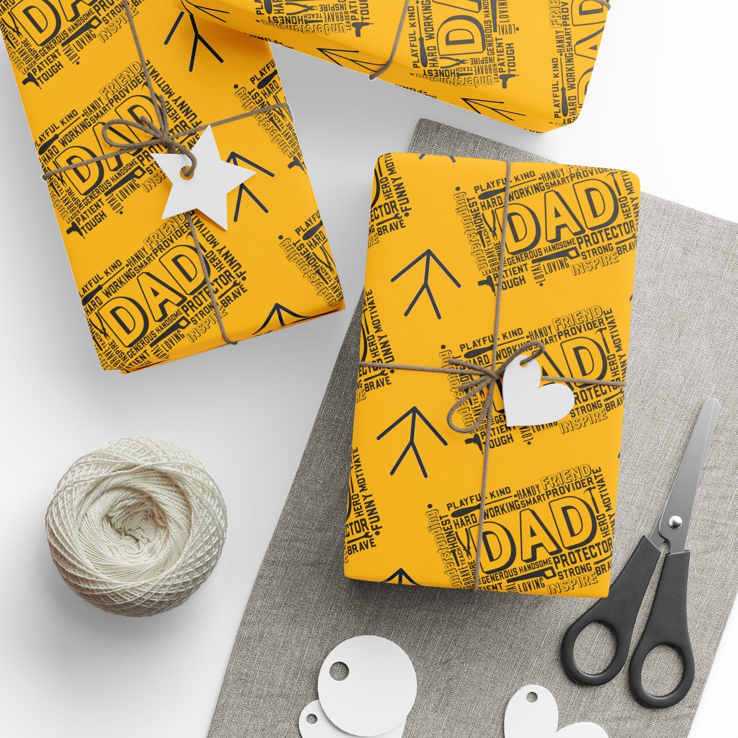 Handy Man Yellow Father's Day Dad Gift Wrapping Papers for Him from Her for any Occasion