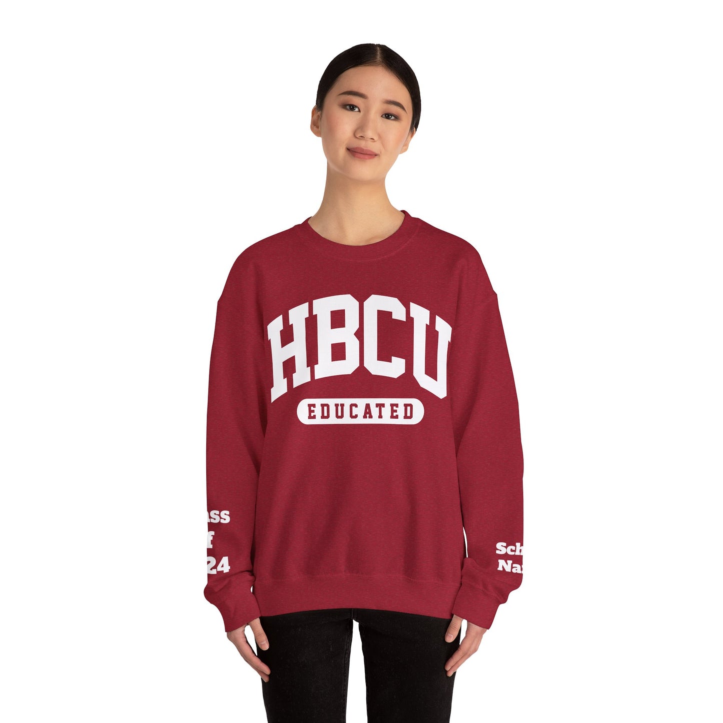 Custom Personalized HBCU Educated Unisex Heavy Blend™ Crewneck Sweatshirt gift for Student and Alumni.