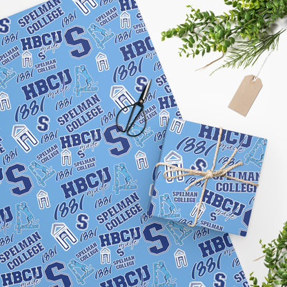 Light Blue Spelman College Multi Pattern Gift Wrapping Paper