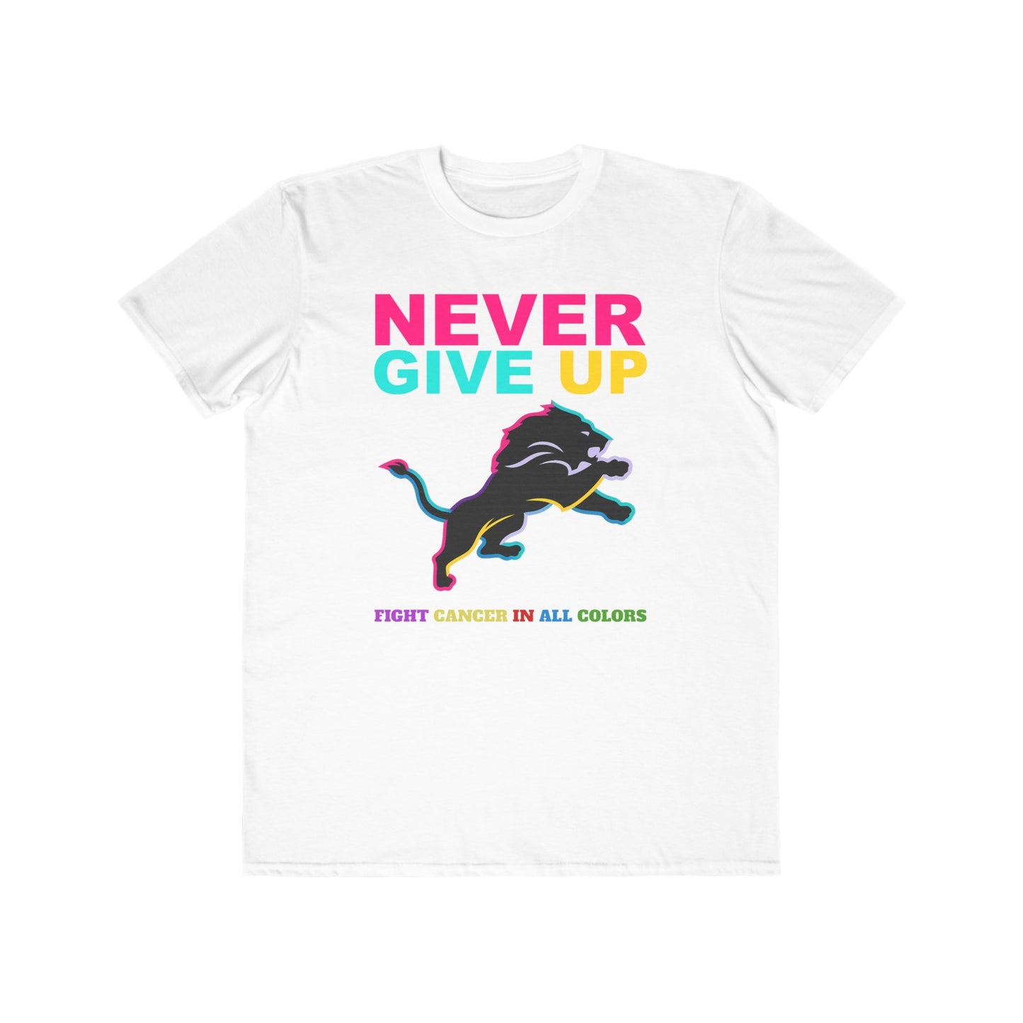 Detriot Lions  Never Give Up Cancer Awareness Tee
