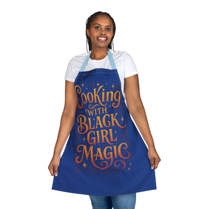 Blue Cooking Apron with Black Girl Magic, Fun Kitchen Gift, Cooking Apparel, Chef Gift, Culinary Inspiration
