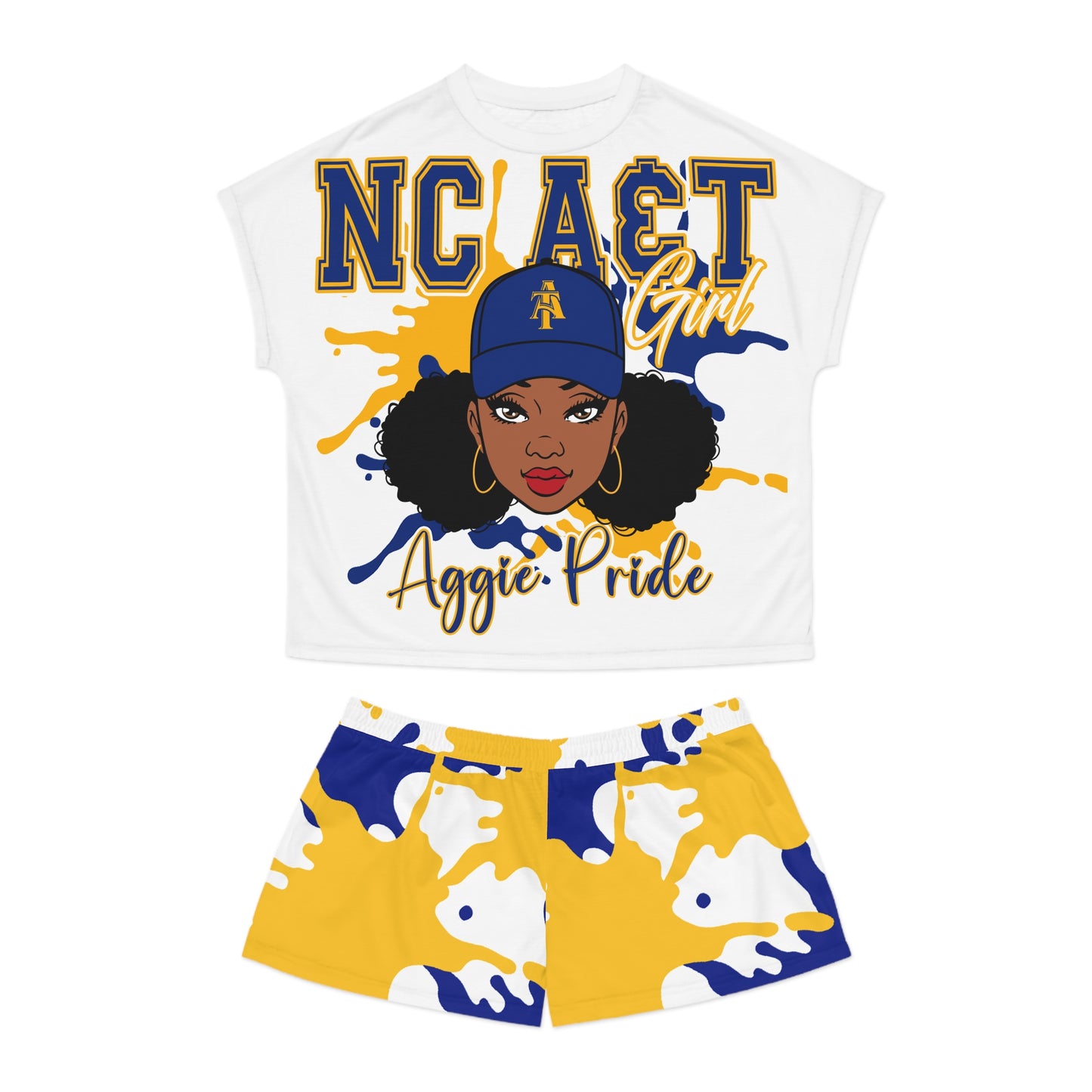 NCAT Aggies: North Carolina A&T State University Women's Short Pajama Set - HBCU Girl Lounge Wear | Comfortable Sleepwear