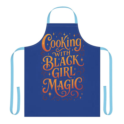Blue Cooking Apron with Black Girl Magic, Fun Kitchen Gift, Cooking Apparel, Chef Gift, Culinary Inspiration