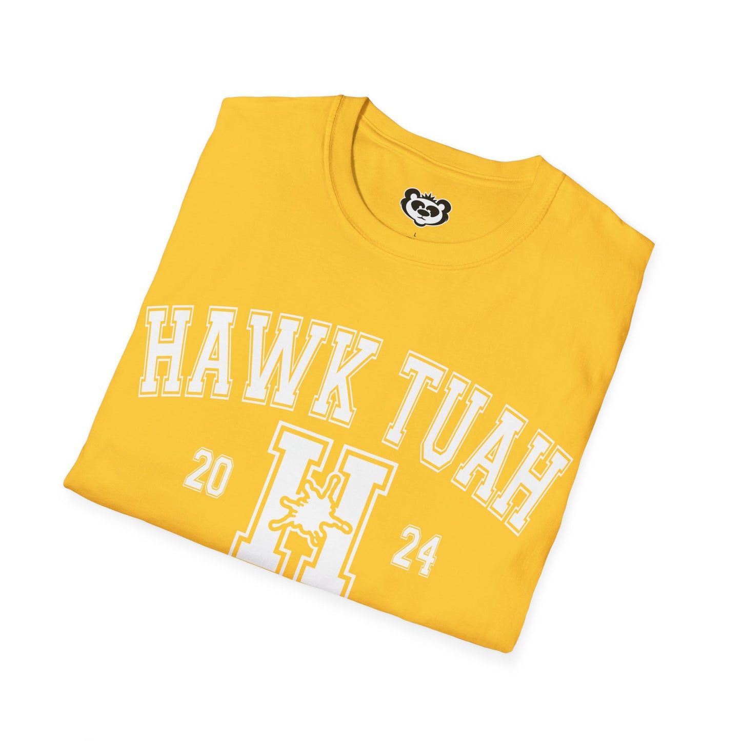 Hawk Tuah Spit on That Thang Funny College Style Unisex Softstyle T-Shirt Gift for Her White Print