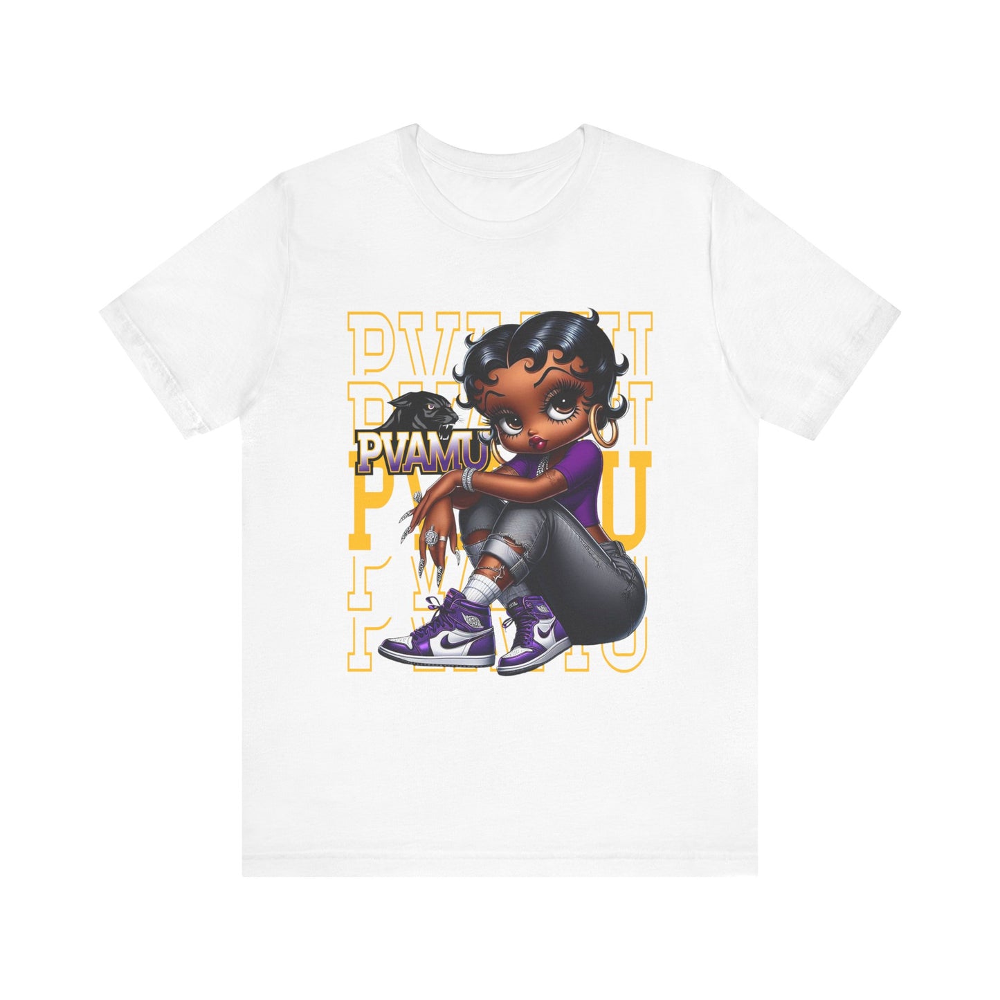 PVAMU Panthers: Prairie View Sneakerhead Betty Boop Unisex Jersey Short Sleeve Tee