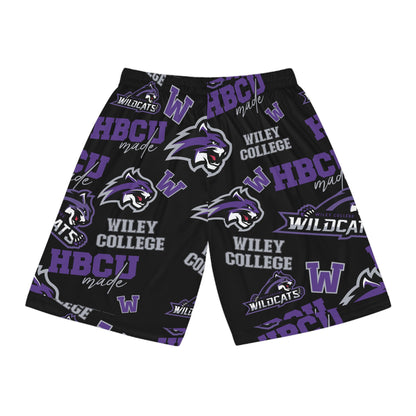 Wiley College Wildcats Black HBCU All Over Print Basketball Shorts Gift for Students and Alumni