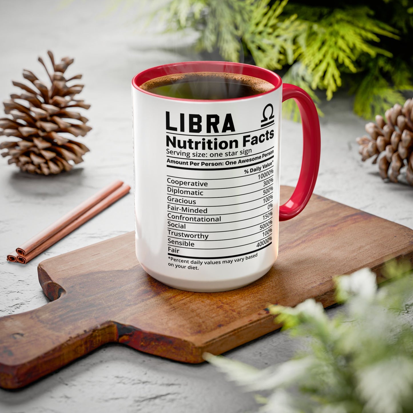 Zodiac Libra Mug - Nutrition Facts Design, Astrology Gift, Coffee Lover, Personalized Birthday Present, Horoscope Décor
