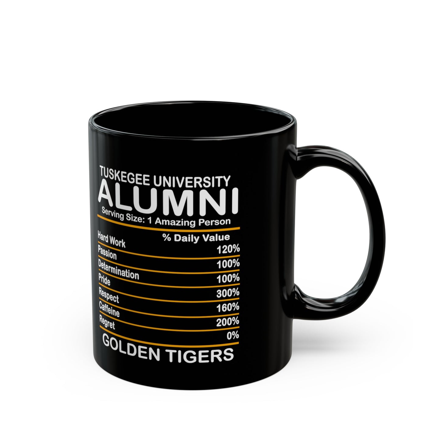 Golden Tigers Tuskegee Alumni HBCU Black Mug (11oz)