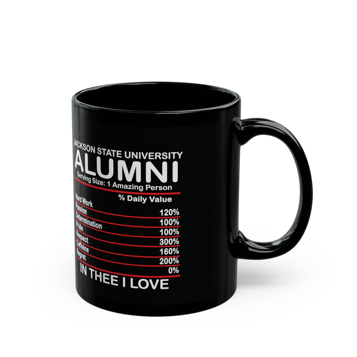 THEE I LOVE Jackson State Alumni HBCU Black Mug (11oz)