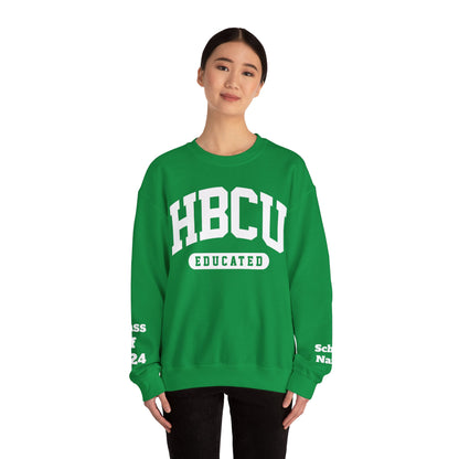 Custom Personalized HBCU Educated Unisex Heavy Blend™ Crewneck Sweatshirt gift for Student and Alumni.