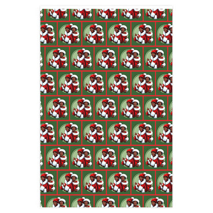 Mrs and Mrs Black Santa Claus Wrapping Paper