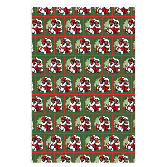 Mrs and Mrs Black Santa Claus Wrapping Paper