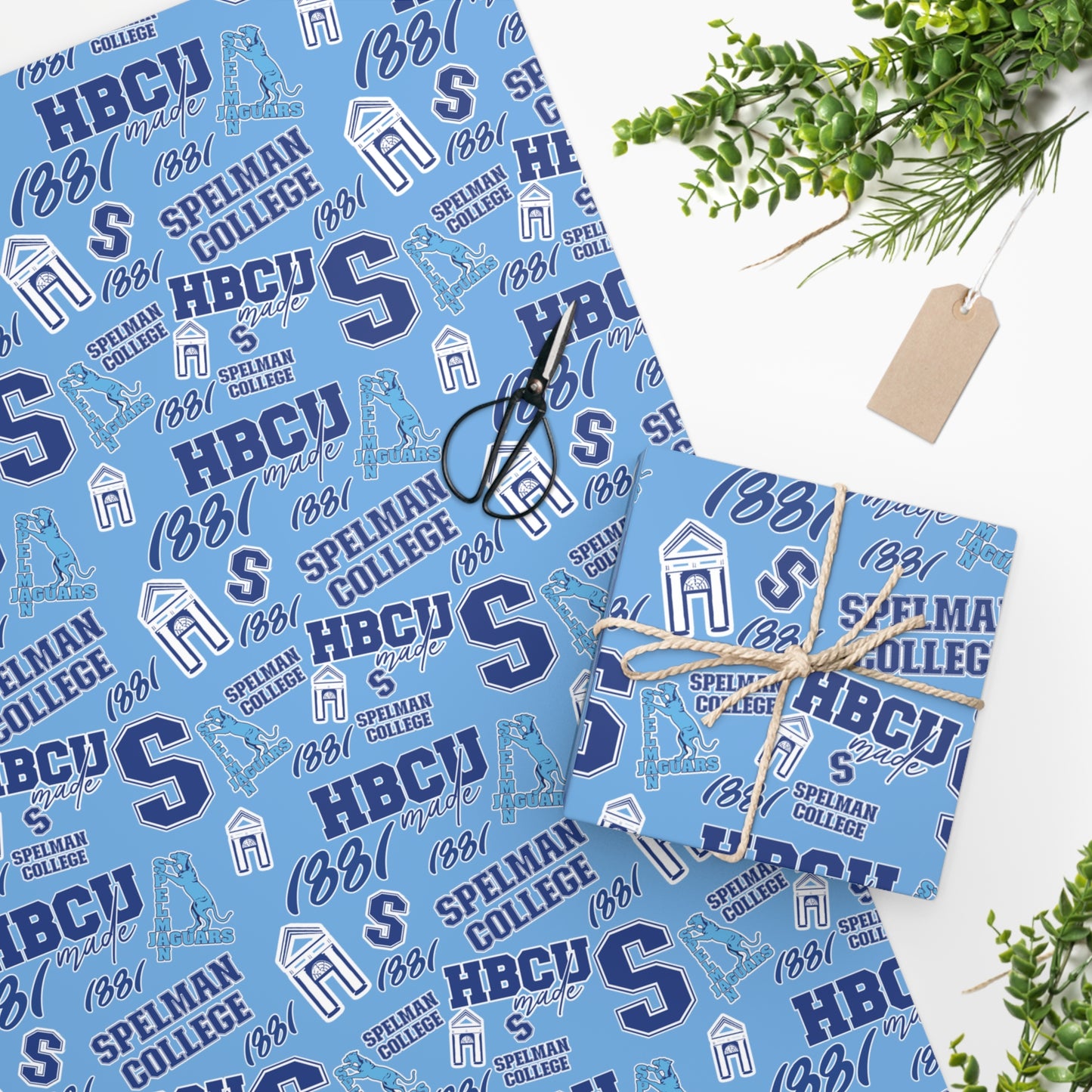 Light Blue Spelman College Multi Pattern Gift Wrapping Paper