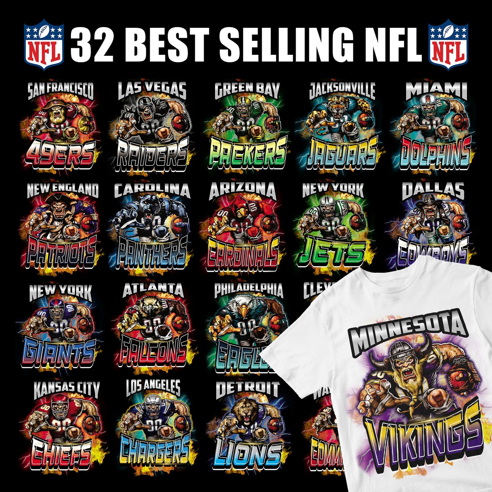 32 Best Selling NFL Designs - Art by the Andersons