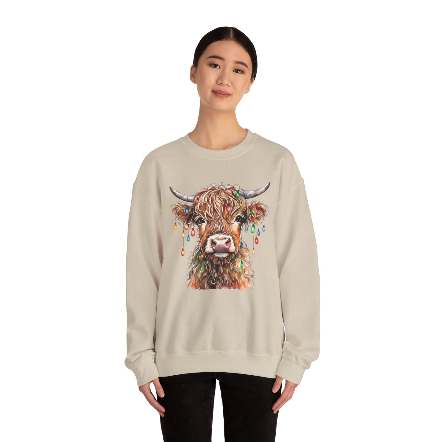 Christmas Highland Cow Unisex Heavy Blend™ Crewneck Sweatshirt