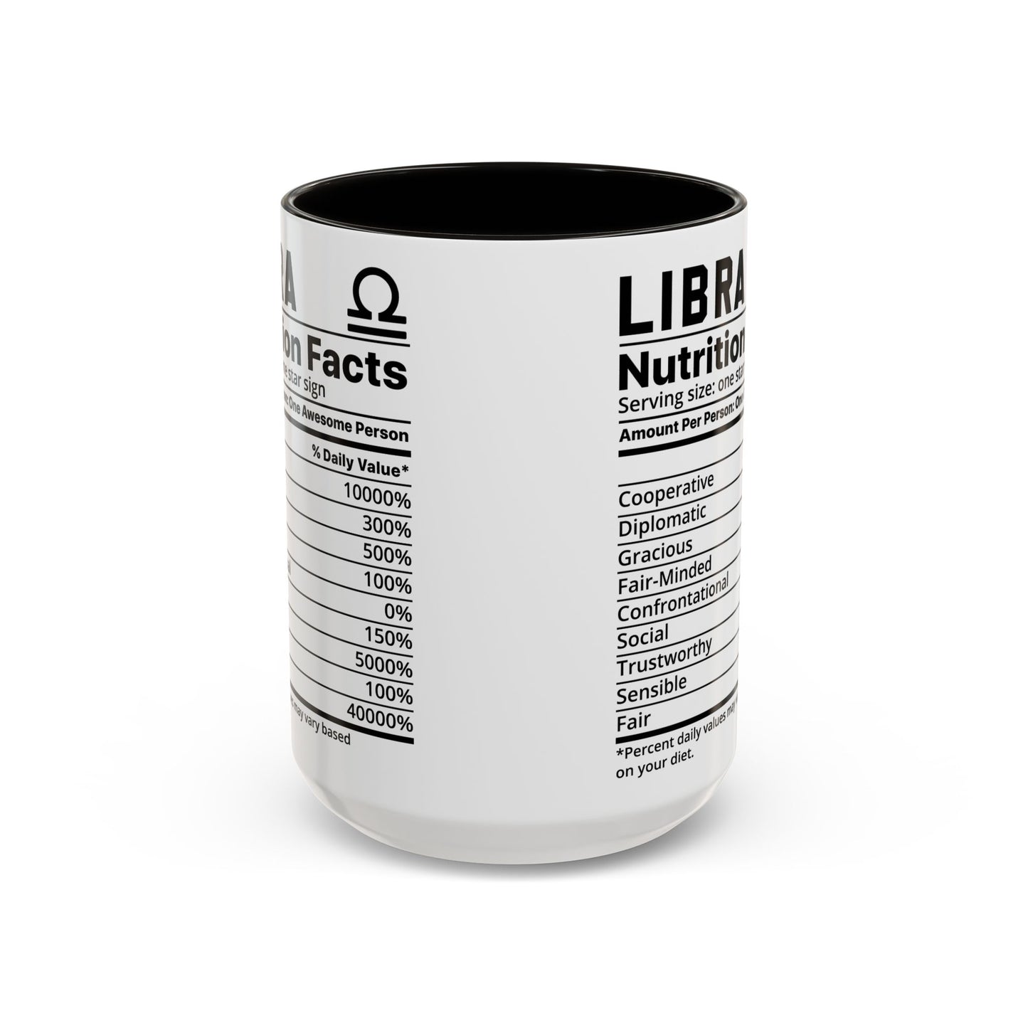 Zodiac Libra Mug - Nutrition Facts Design, Astrology Gift, Coffee Lover, Personalized Birthday Present, Horoscope Décor